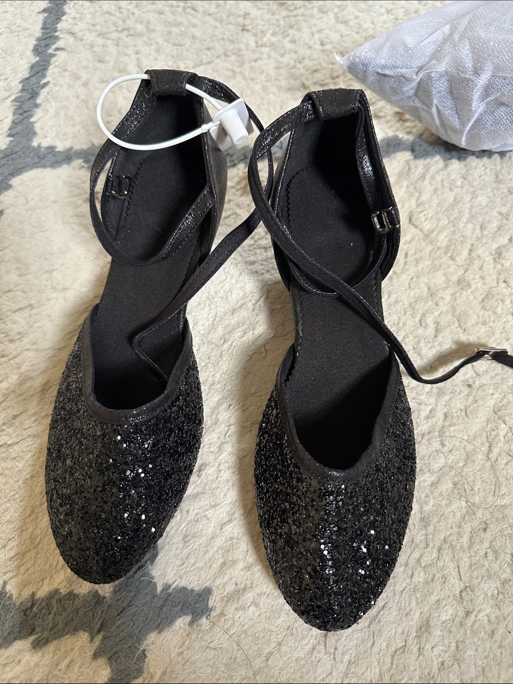 Women's Rubber Sole 1.3inch/3.5cm Sparkling Glitter Heels Ballroom Dance Shoes